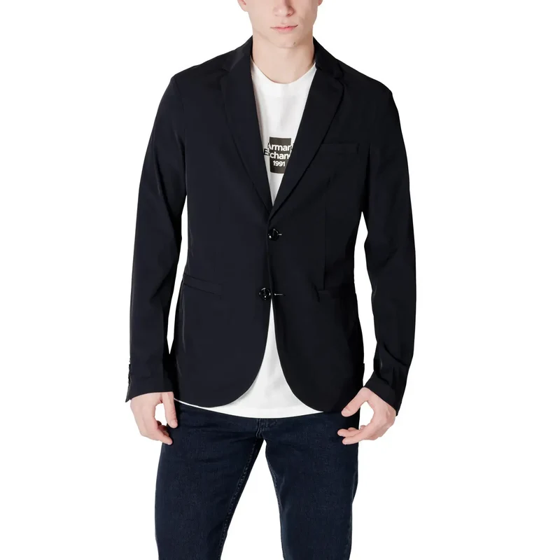 Armani Exchange Herren Baumwollsakko Blau Reverskragen 8NZG49