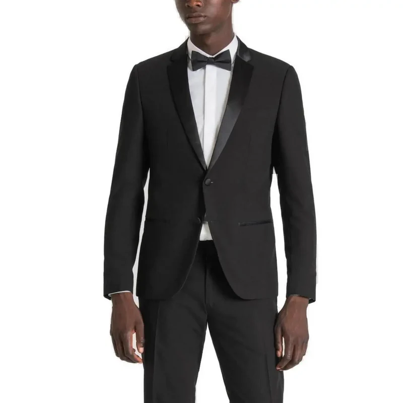 Antony Morato Herren Black Slim-Fit-Sakko mit Reverskragen