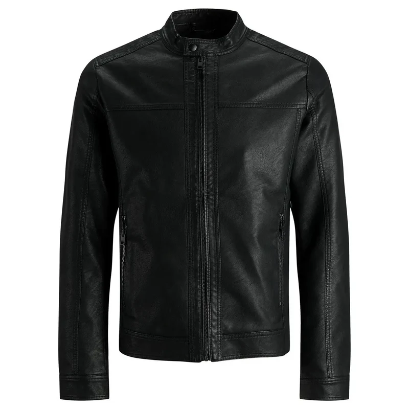 Jack & Jones Herren Schwarzer Polyestermantel mit Langem Reißverschluss 12182461