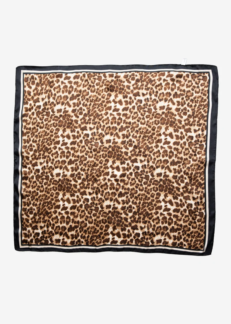 Halstuch mit Leoparden Muster - beige