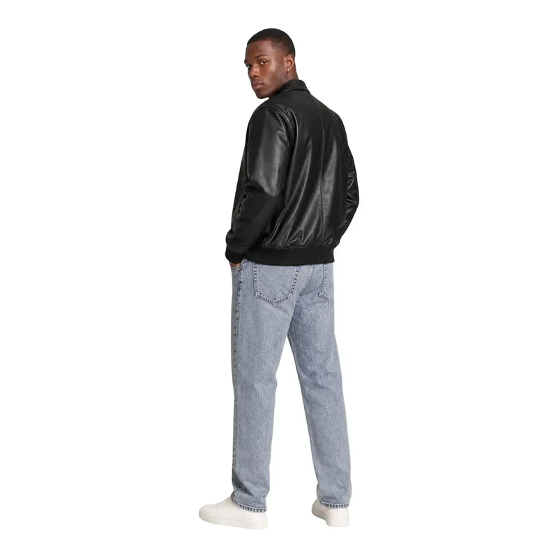 Calvin Klein Jeans Herren schwarzer Stehkragen-Blazer mit Reißverschluss aus Polyester, Größe L