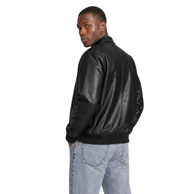 Calvin Klein Jeans Herren schwarzer Stehkragen-Blazer mit Reißverschluss aus Polyester, Größe L