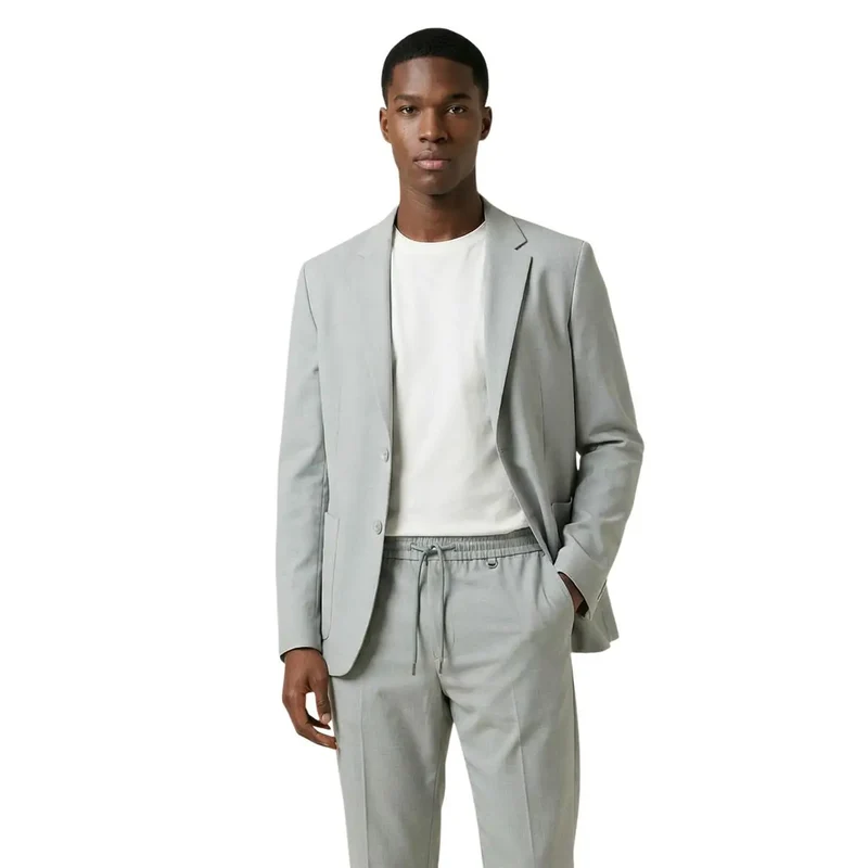 Antony Morato Herren-Grau Polyester-V-Ausschnitt-Sakko mit Revers