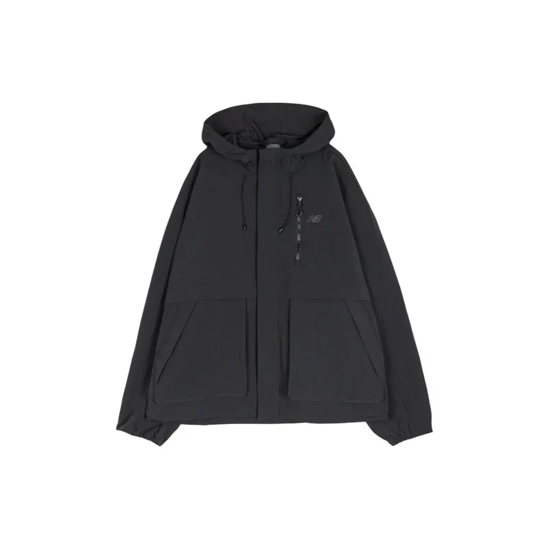 New Balance Herren Blazer schwarze Nylon-Kapuzennjacke mit durchgehendem Reißverschluss MJ61W92NBK