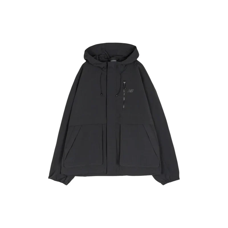 New Balance Herren Blazer schwarze Nylon-Kapuzennjacke mit durchgehendem Reißverschluss MJ61W92NBK
