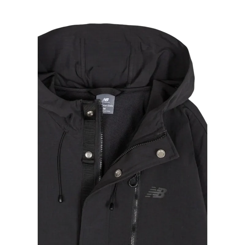 New Balance Herren Blazer schwarze Nylon-Kapuzennjacke mit durchgehendem Reißverschluss MJ61W92NBK