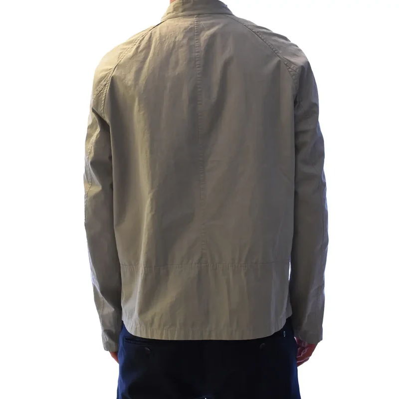Belstaff Herrenblazer aus grauem Baumwollstoff mit Reißverschluss und Rollkragen