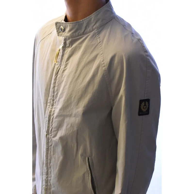 Belstaff Herrenblazer aus grauem Baumwollstoff mit Reißverschluss und Rollkragen