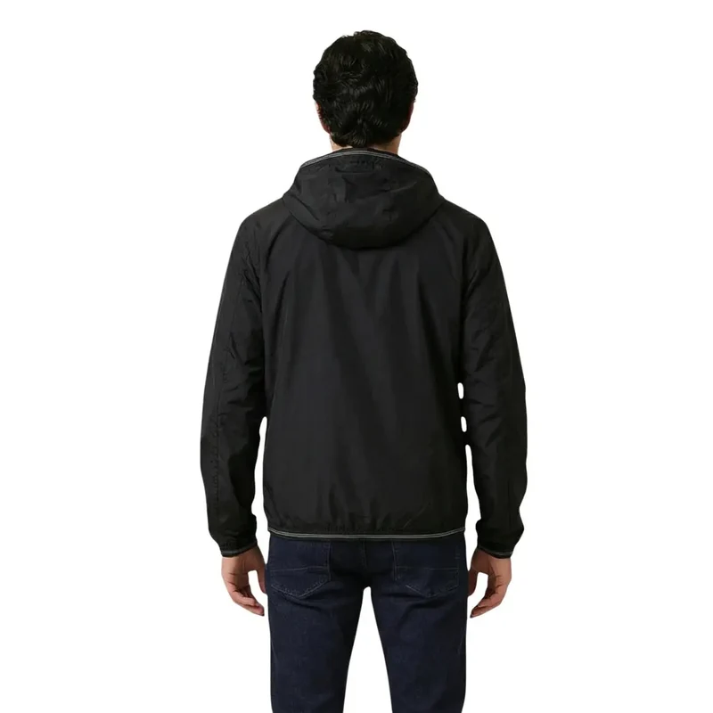 Blauer Herren-Kapuzenblazer aus Polyamid in Schwarz 26SBLUC11018