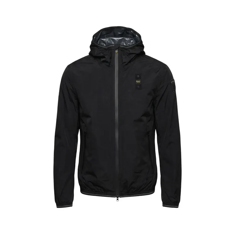 Blauer Herren-Kapuzenblazer aus Polyamid in Schwarz 26SBLUC11018