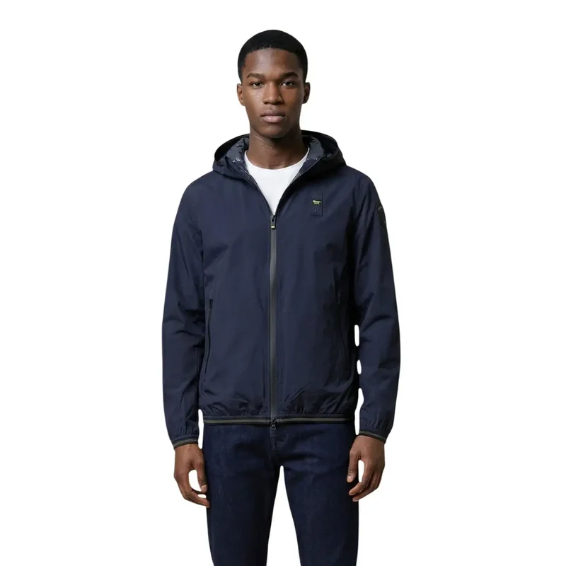 Blauer Herren-Kapuzenblazer aus Polyamid in Schwarz 26SBLUC11018