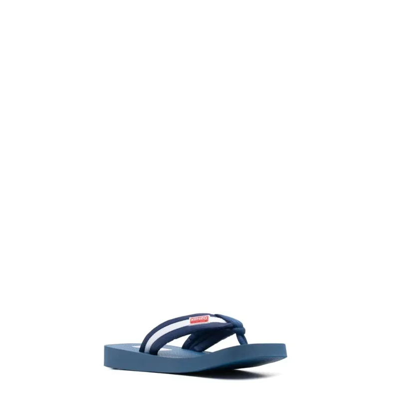 Kenzo Herren-Flip-Flops blaue gestreifte Gummi-Sandalen