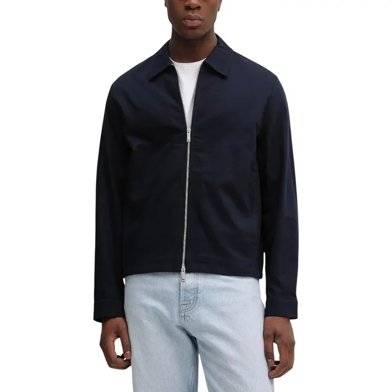 Calvin Klein Herren Blaues Baumwoll-Zip-Sakko im klassischen Schnitt