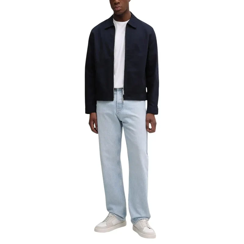 Calvin Klein Herren Blaues Baumwoll-Zip-Sakko im klassischen Schnitt