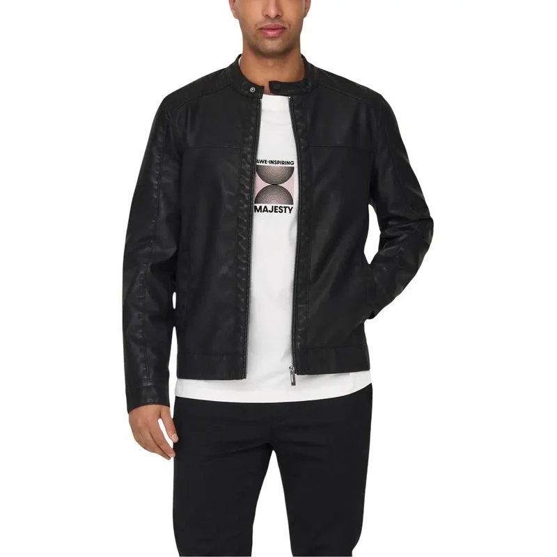 Only & Sons Herren Schwarzer Zipp-Blazer aus Polyester und Polyurethan