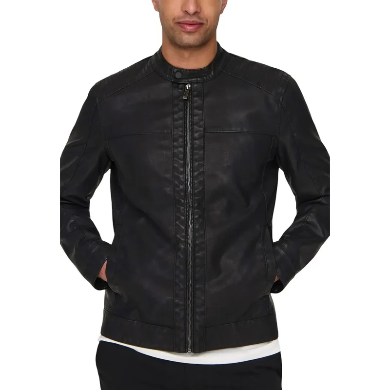 Only & Sons Herren Schwarzer Zipp-Blazer aus Polyester und Polyurethan