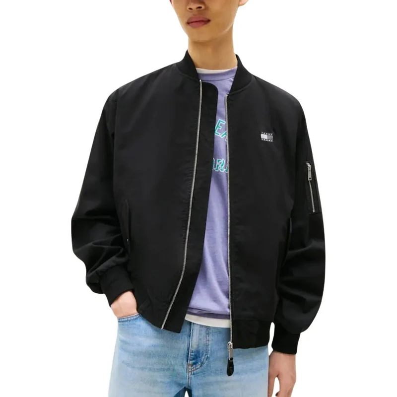 Tommy Hilfiger Jeans Herren schwarzes Zip-Blazer aus Bio-Baumwolle