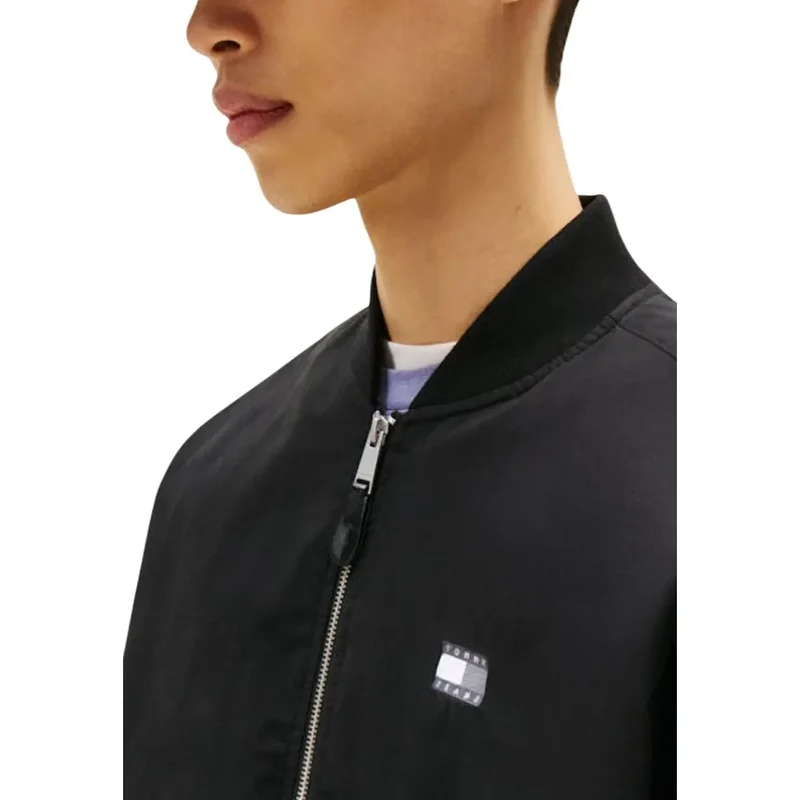 Tommy Hilfiger Jeans Herren schwarzes Zip-Blazer aus Bio-Baumwolle