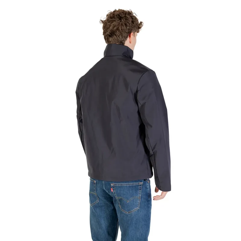 Armani Exchange Herrenblazer mit blauem Reißverschluss aus Polyester, Rollkragen