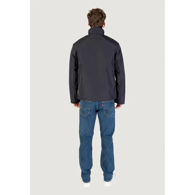 Armani Exchange Herrenblazer mit blauem Reißverschluss aus Polyester, Rollkragen