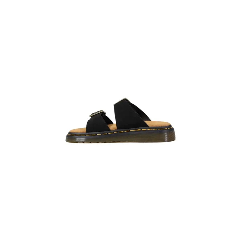 Herren-Lederhausschuhe von Dr. Martens, schwarz, mit Schnalle, offenem Zehenbereich