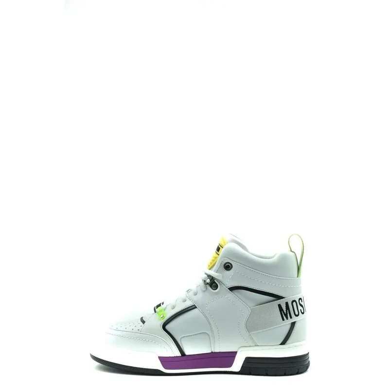 Moschino Herren Ledersneakers Weiß Sportlich Schlupf