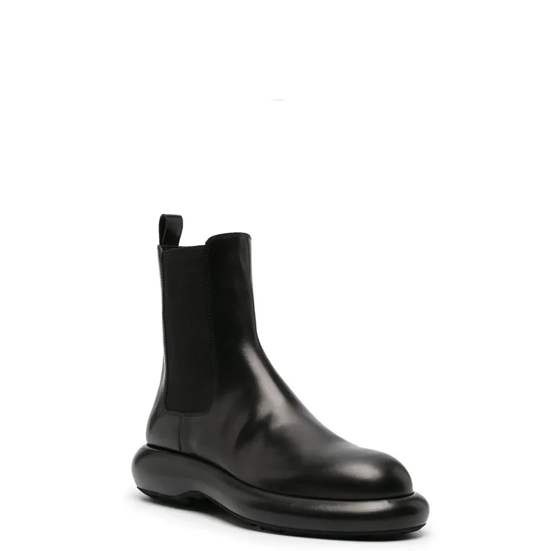 Jil Sander Herren schwarze Leder-Short-Boots Kollektion Herbst/Winter