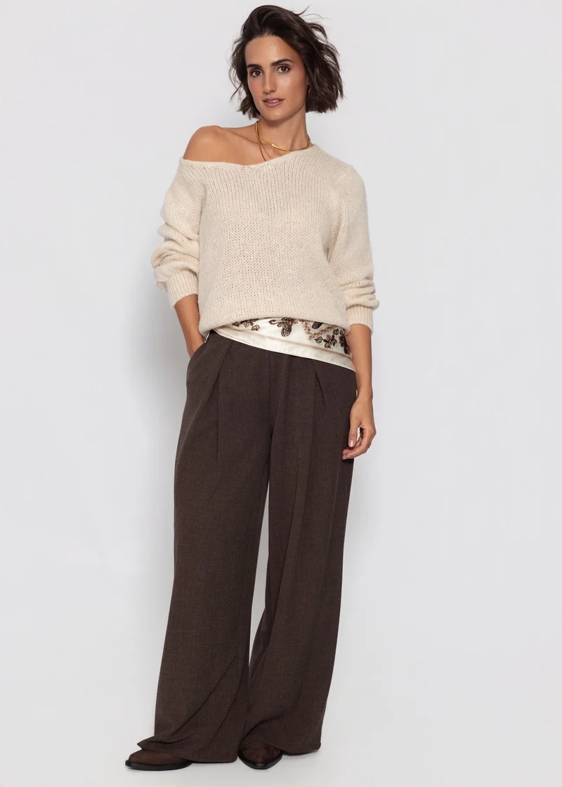 Pullover mit V-Ausschnitt - beige