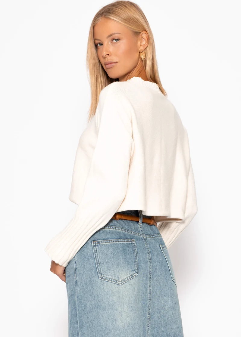 Lässiger Crop Pullover - offwhite