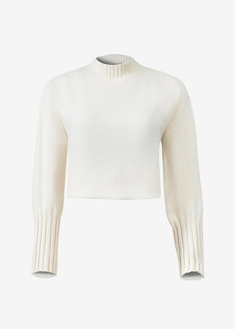Lässiger Crop Pullover - offwhite