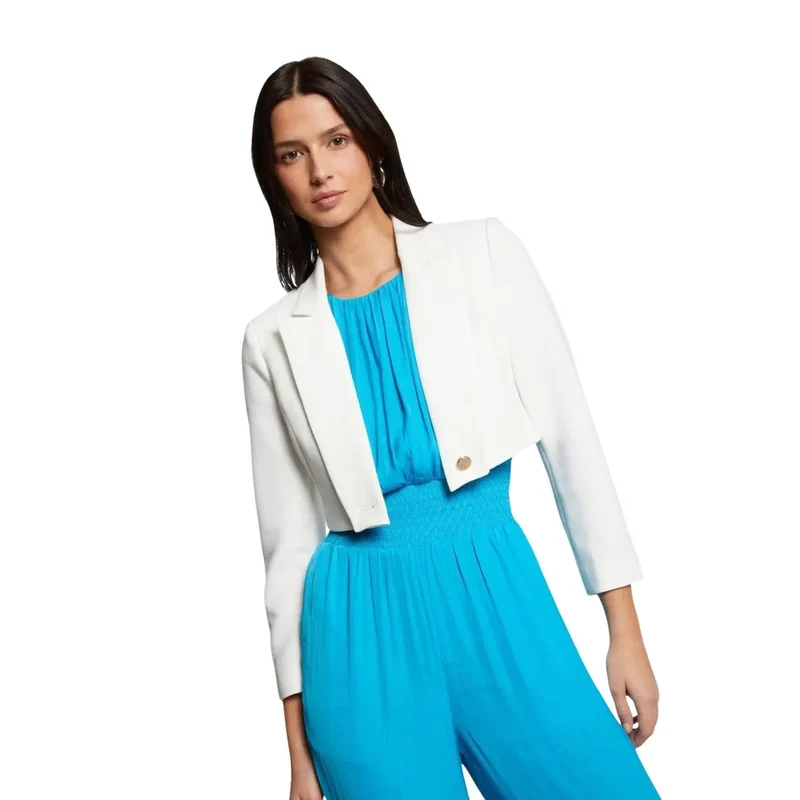 Morgan De Toi Damen weißer langer Blazer für Frühling Sommer
