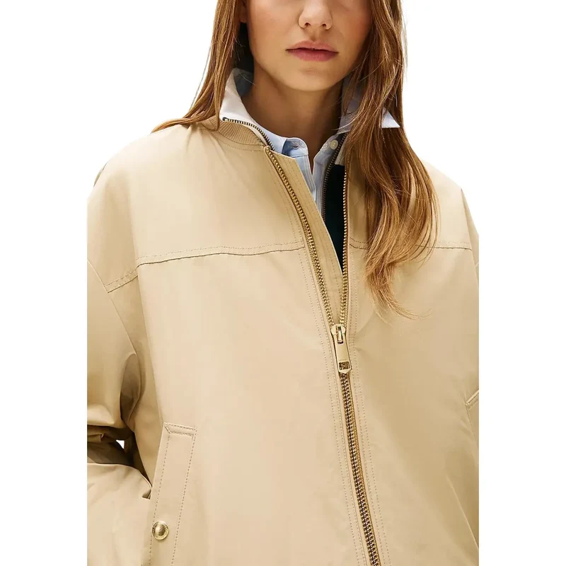 Tommy Hilfiger Damen Beige Blazer aus Bio-Baumwolle mit Reißverschluss
