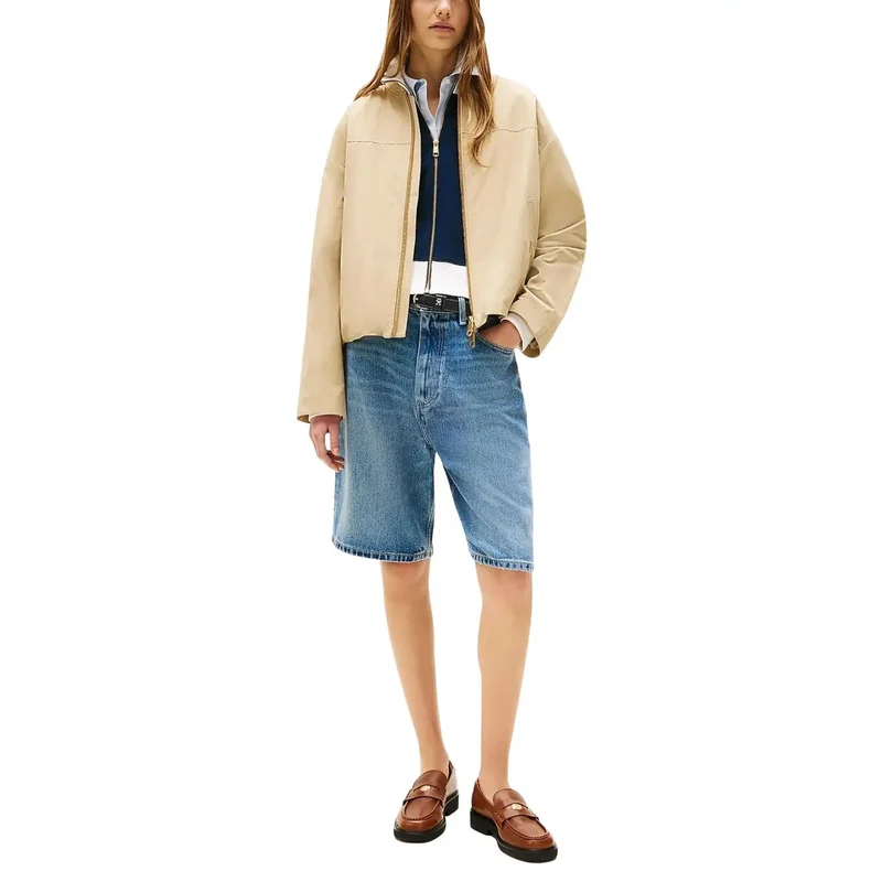 Tommy Hilfiger Damen Beige Blazer aus Bio-Baumwolle mit Reißverschluss