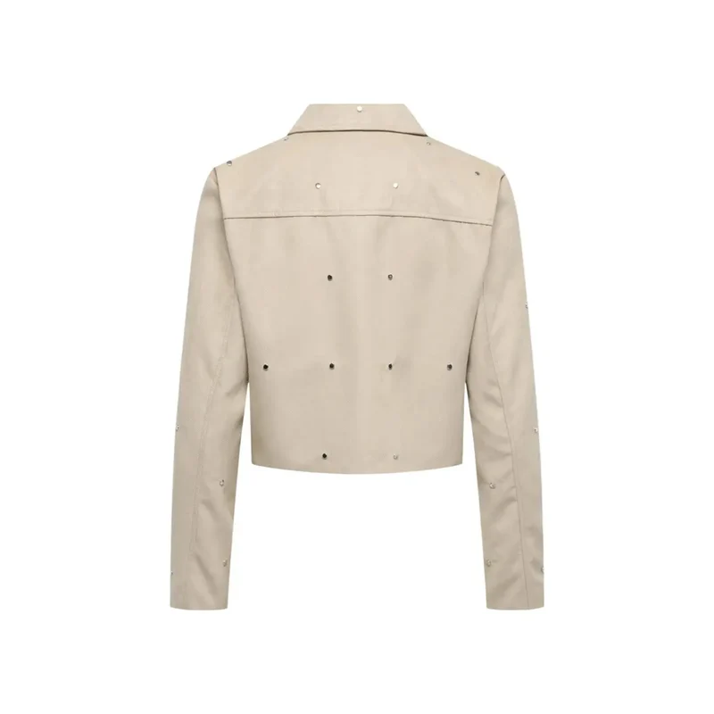 Jacqueline De Yong Beige Langer Blazer mit Reißverschluss und Taschen