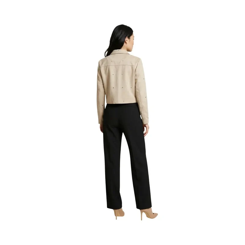 Jacqueline De Yong Beige Langer Blazer mit Reißverschluss und Taschen