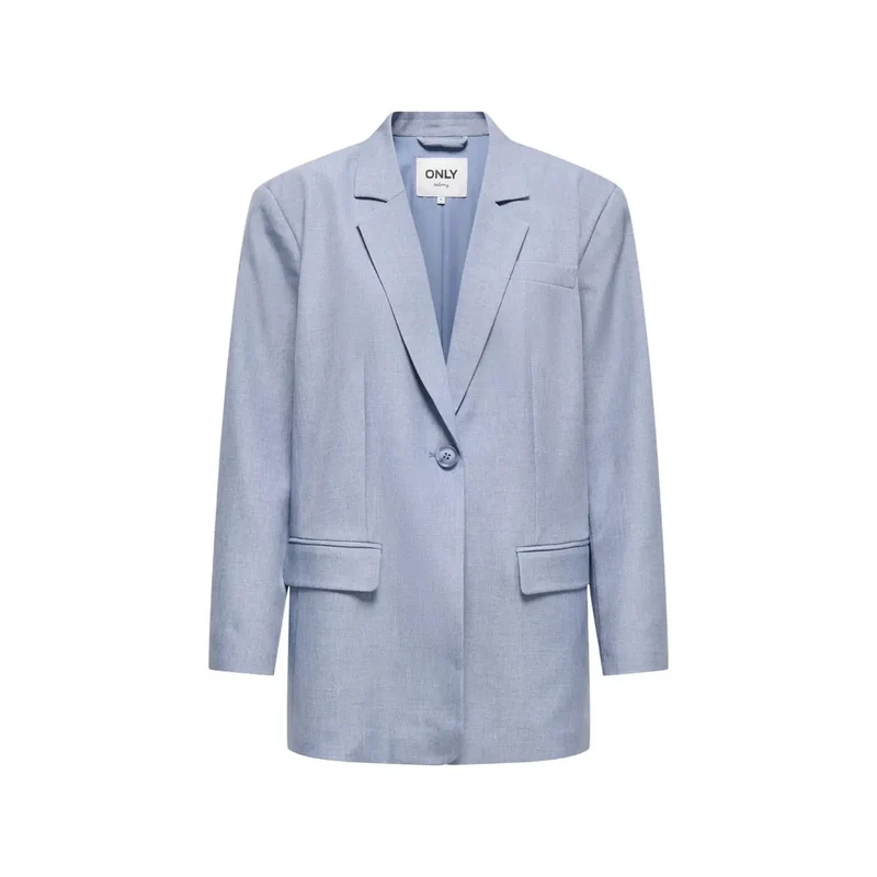 Hellblauer Damen-Blazer mit Knopfleiste und Taschen