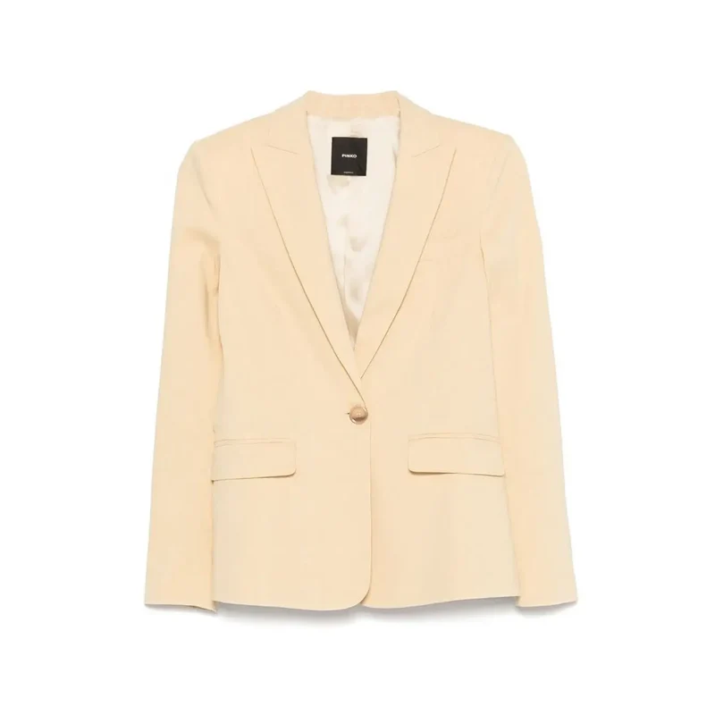 Pinko Gelber Leinen-Blazer mit Knopfleiste und Taschen