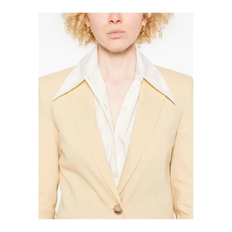 Pinko Gelber Leinen-Blazer mit Knopfleiste und Taschen