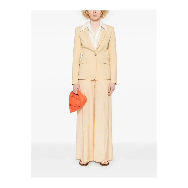 Pinko Gelber Leinen-Blazer mit Knopfleiste und Taschen