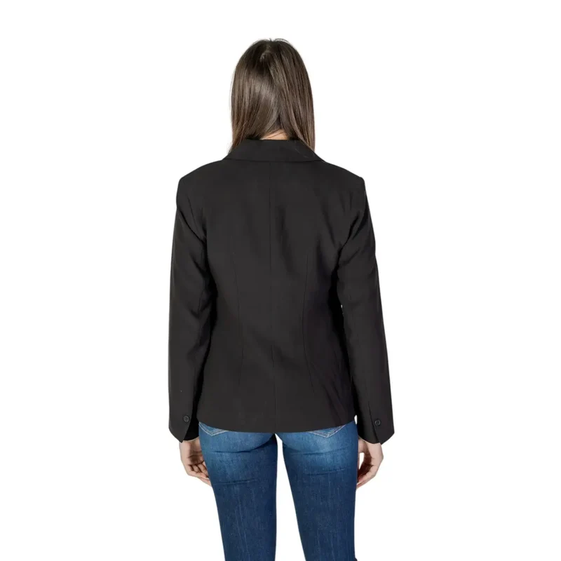 Schwarzer Langarm-Blazer mit Reverskragen und Vordertaschen