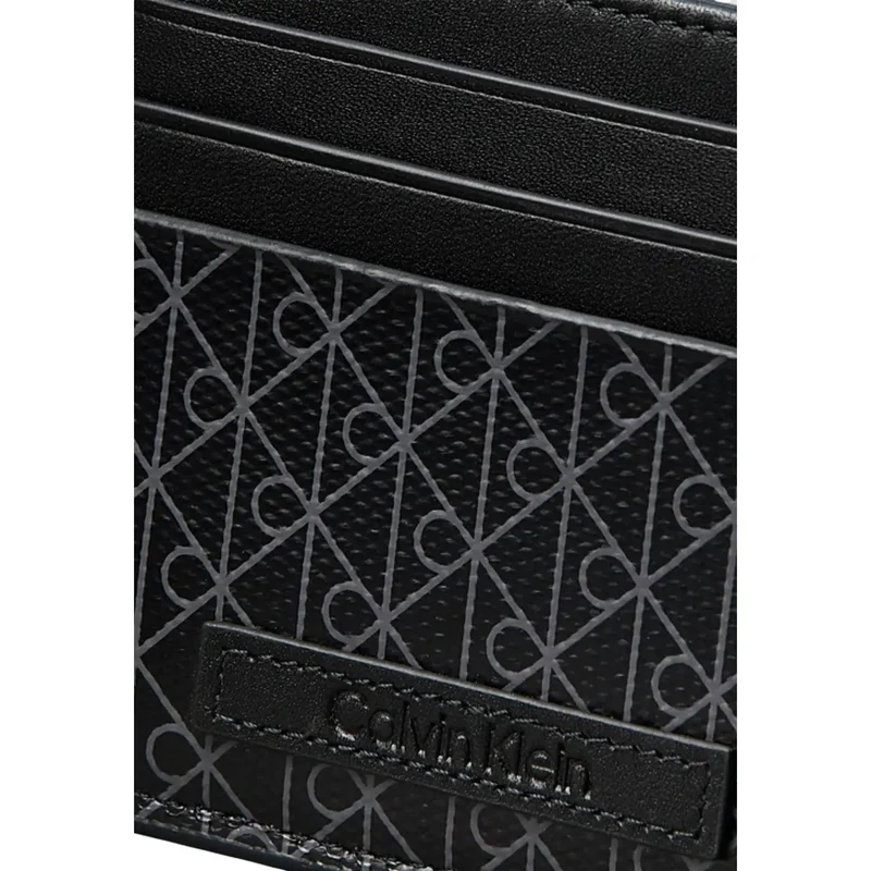 Calvin Klein Herren-Geldbörse Schwarz Print-Tasche 10,5x8x0
