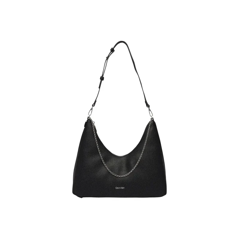 Calvin Klein Schwarze Polyurethan-Handtasche mit Reißverschlusstasche