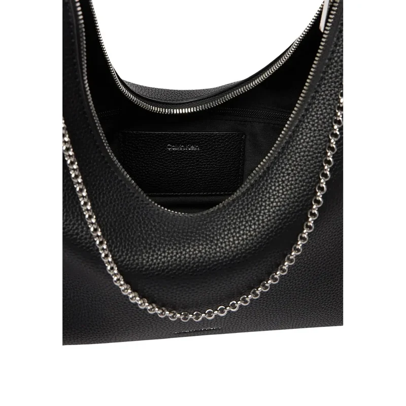 Calvin Klein Schwarze Polyurethan-Handtasche mit Reißverschlusstasche