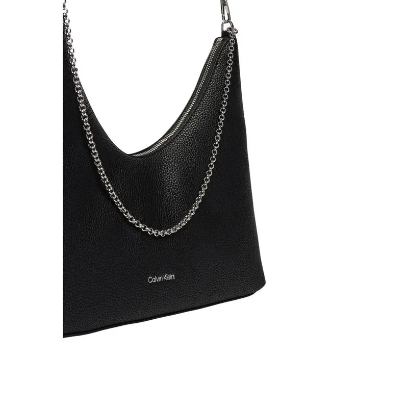 Calvin Klein Schwarze Polyurethan-Handtasche mit Reißverschlusstasche