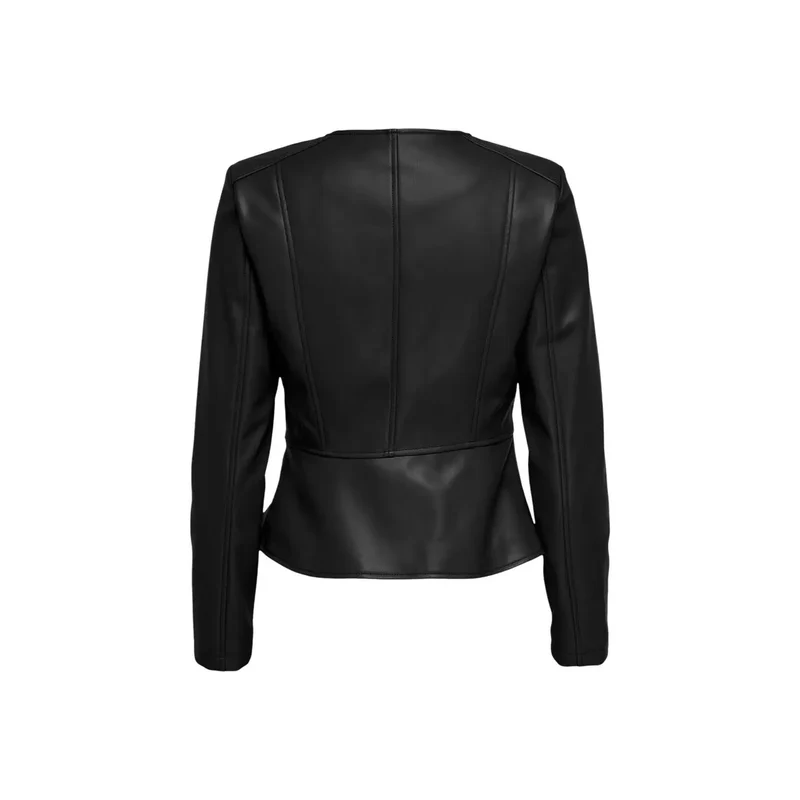 Schwarzer Polyurethan-Langer Blazer mit Reißverschluss für Damen
