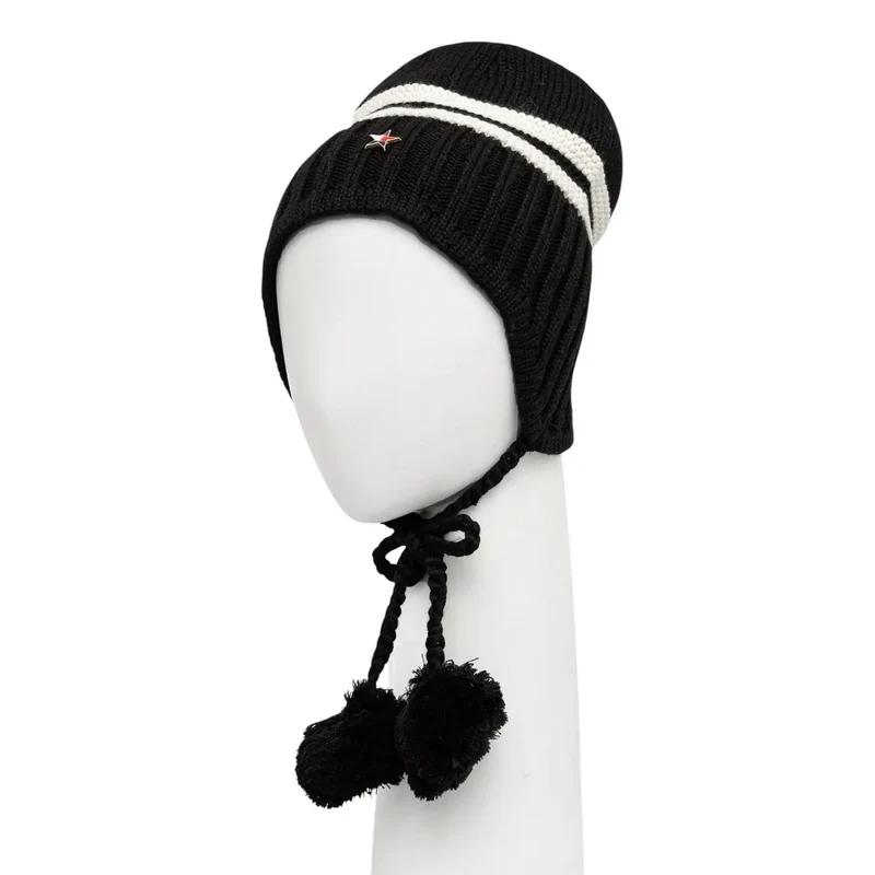 Tommy Hilfiger schwarze Wollmischung Damenmütze