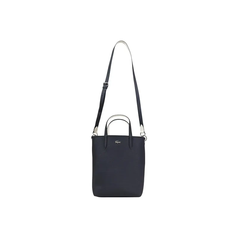 Lacoste Schwarze Reißverschluss-Handtasche mit Schultergurt und Innentasche