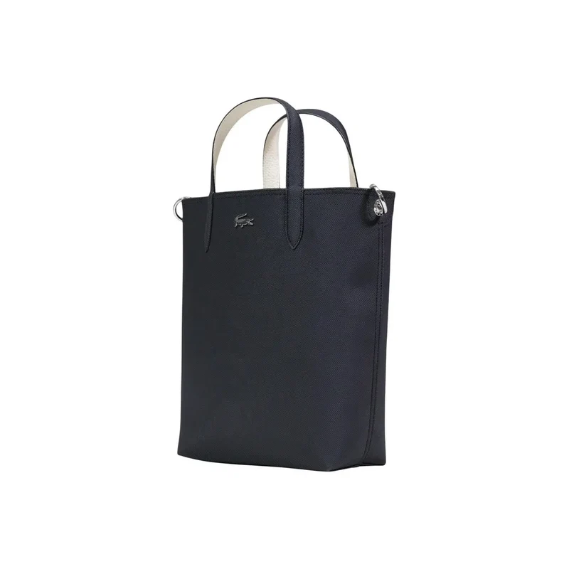 Lacoste Schwarze Reißverschluss-Handtasche mit Schultergurt und Innentasche