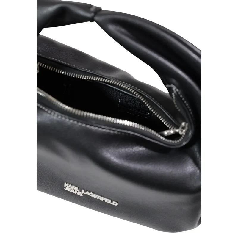 Karl Lagerfeld Schwarze Polyurethan-Handtasche mit Reißverschlusstaschen