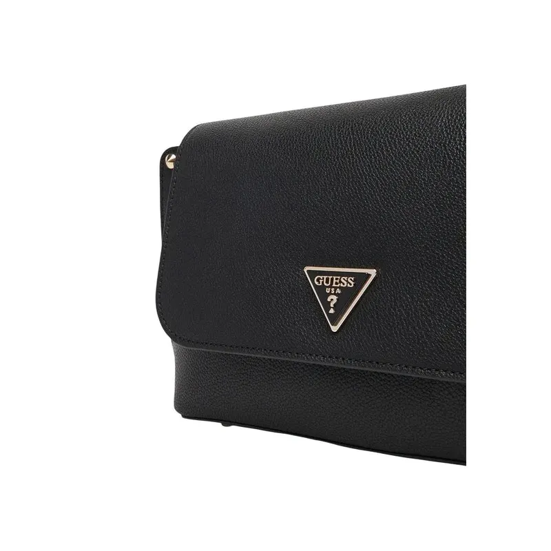 Schwarze Polyurethan-Schultertasche mit Innentasche